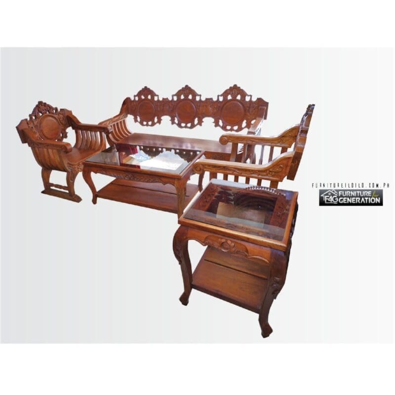 SET SOFA SERIBU BUNGA WITH GLASS & PILLOW (3211+1)