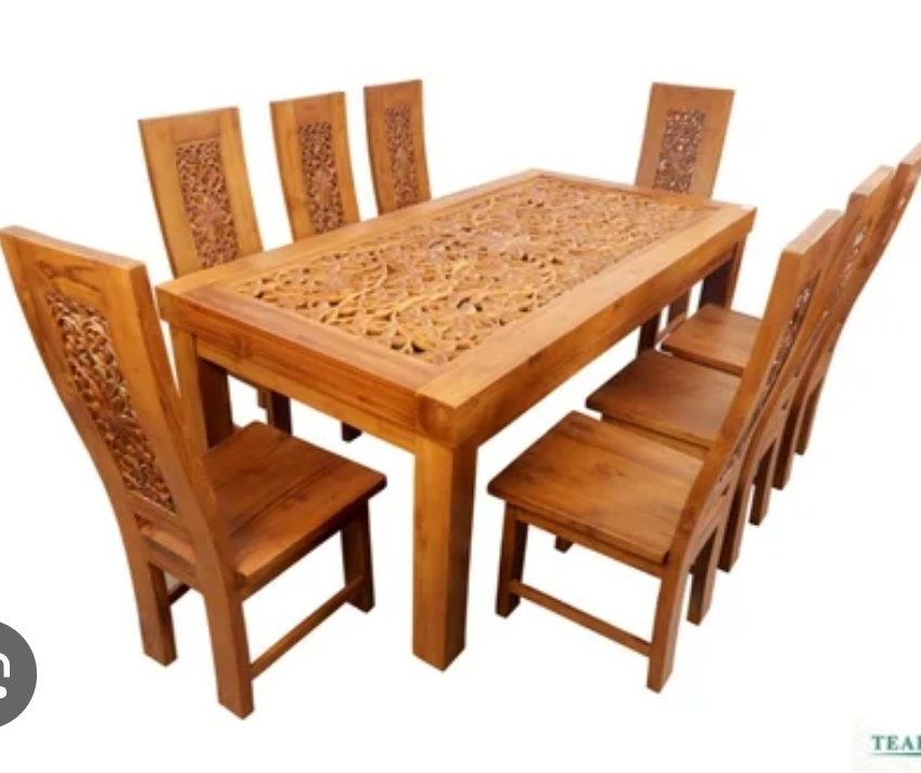 DINING TABLE SET CENGKEH 6 CHAIR WITH GLASS